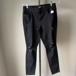 NWT Old Navy pop icon skinny mid-rise black jeans with distressing size 4 short